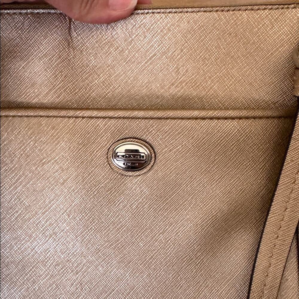 Vintage Y2K Coach Metallic Gold Saffiano Leather Tote Work Office - Picture 5 of 13